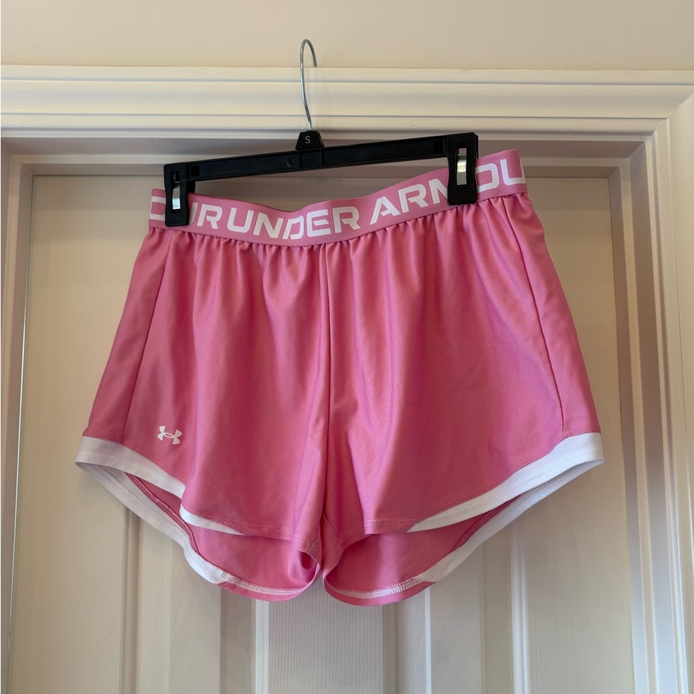 2 pair bundle Under Armour Women's Athletic Shorts in Pink/white and grey/white